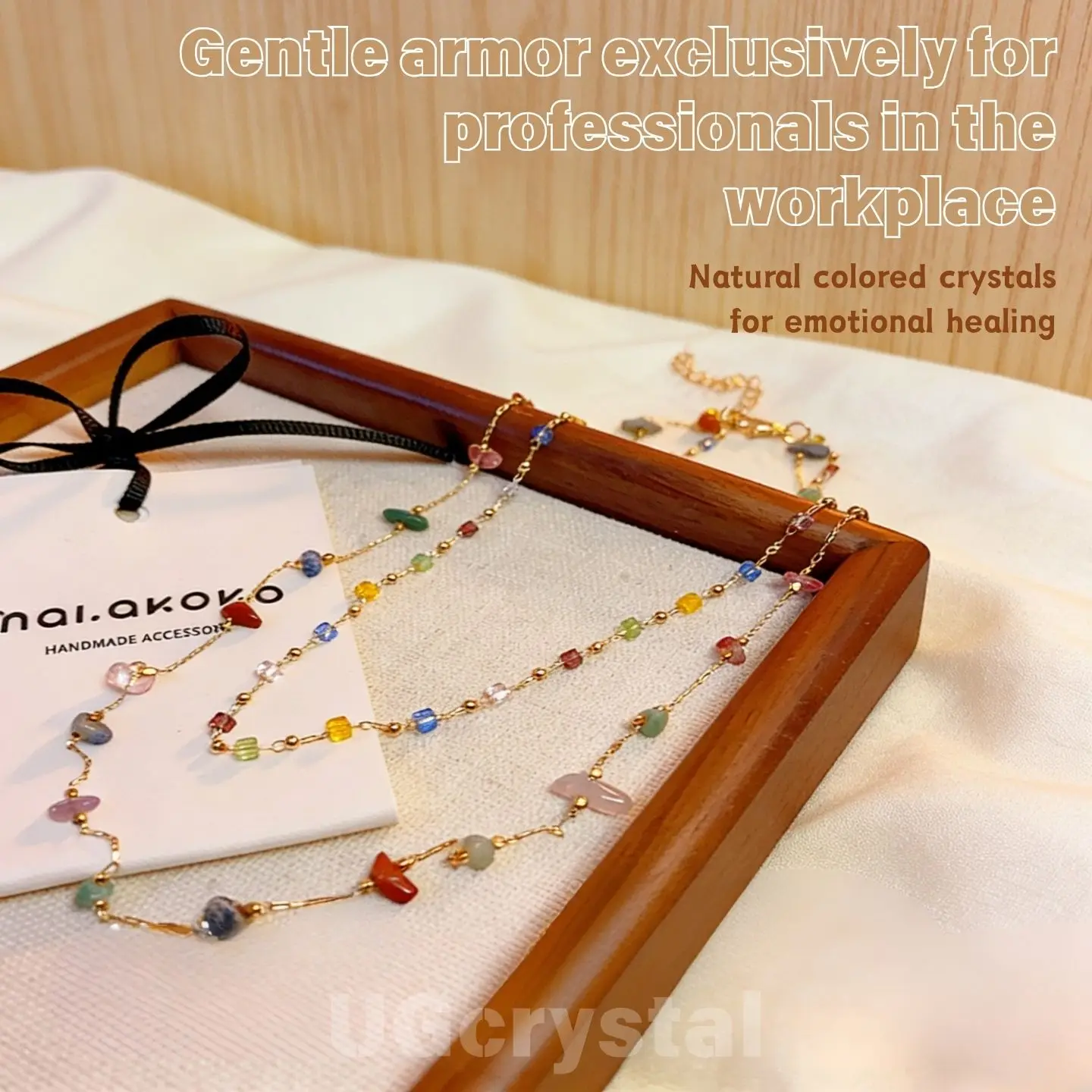 Natural Stone Layered Necklace Office Soft Comfortable Work Jewelry Sensitive People Calm Comfortable  Crystal Jewelry