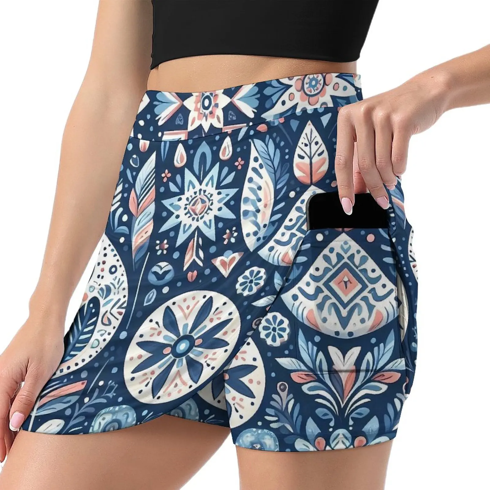 Folk Art Floral Skirt Women Retro Print Elegant Mini Skirts Summer Street Fashion High Waist Design Oversize Casual A-line Skirt