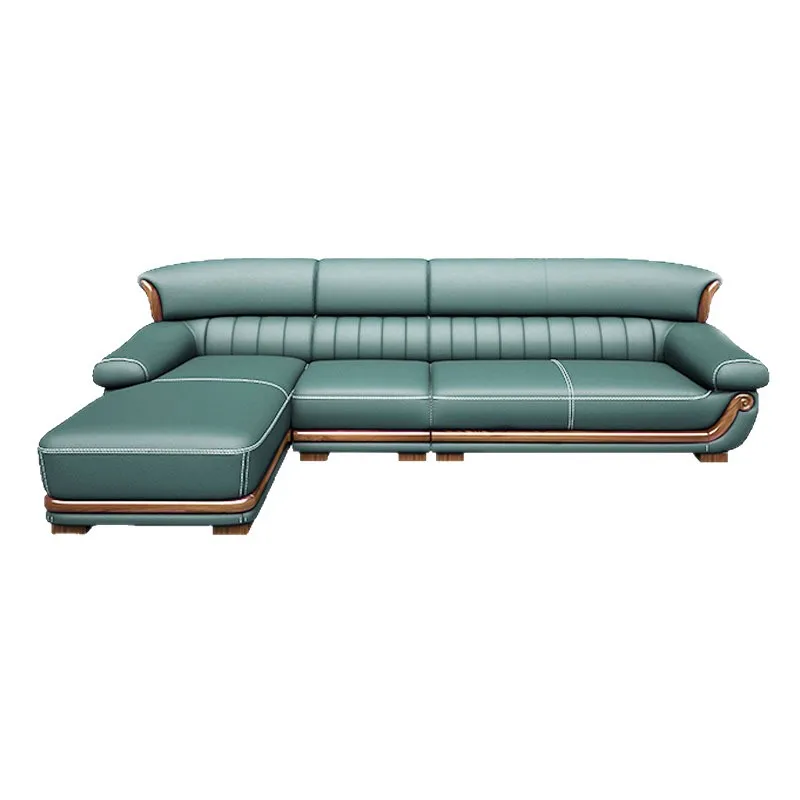 

Modern simple leather sofa first layer cowhide large apartment living room complete combination Nordic solid wood