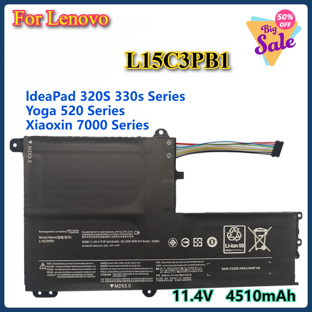 

L15C3PB1 Laptop Battery for Lenovo IdeaPad 330S-15IKB 330S-14IKB 320S-15ISK L15M3PB0 L15C3PB1 L15L3PB0 11.4V 4510mAh