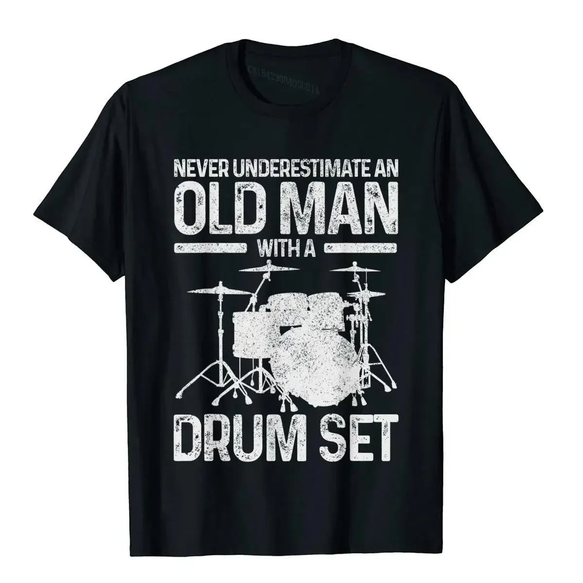 Camisetas de moda, camisetas divertidas para hombre, baterista que nunca subestimar un anciano con un conjunto de batería, camisetas gráficas Vintage