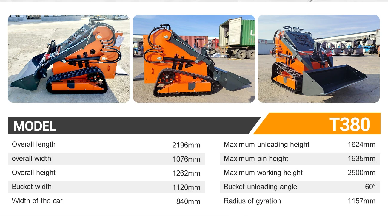 Maßgeschneiderter Mini-Skidsteer-Ständer aus China mit Anbaugeräten, Mini-Raupen-Kompaktlader mit Schiene – Detail 13