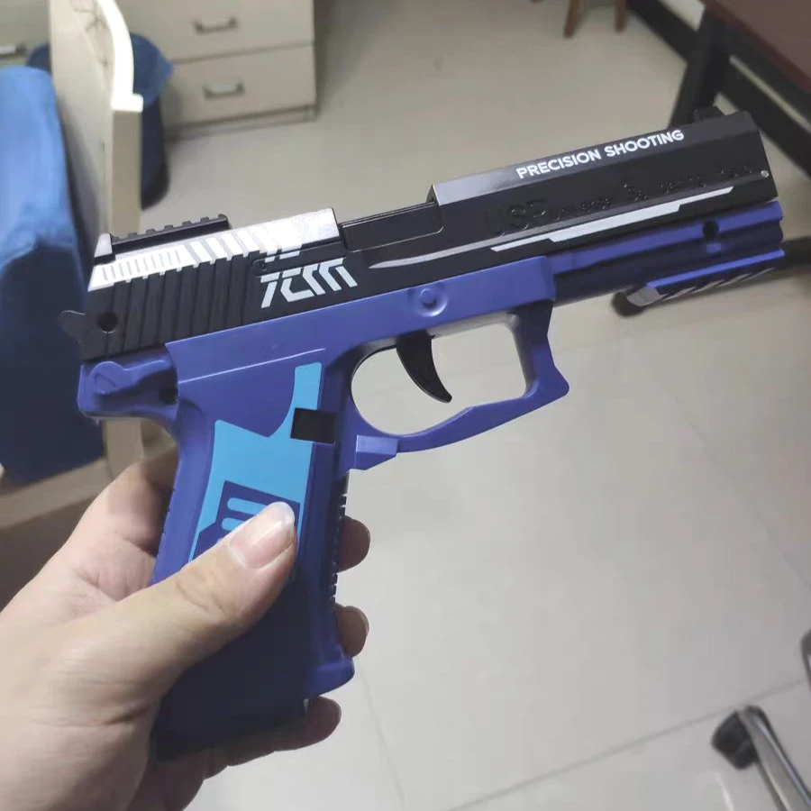 Pistola USP de disparo continuo con carcasa de lanzamiento láser, pistola de juguete colgante vacía, lanzador de juegos al aire libre, regalo de Navidad