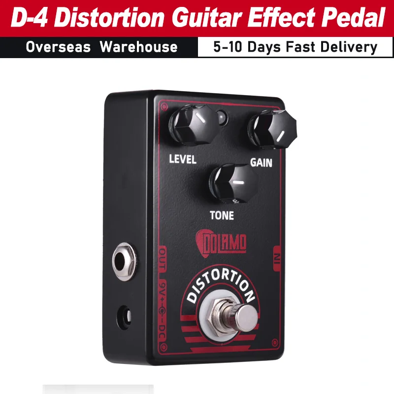 Dolamo D-4 High Gain Distortion Guitar Effect Pedal True British Style Effect Pedal with True Bypass for Electric Guitar DC 9V