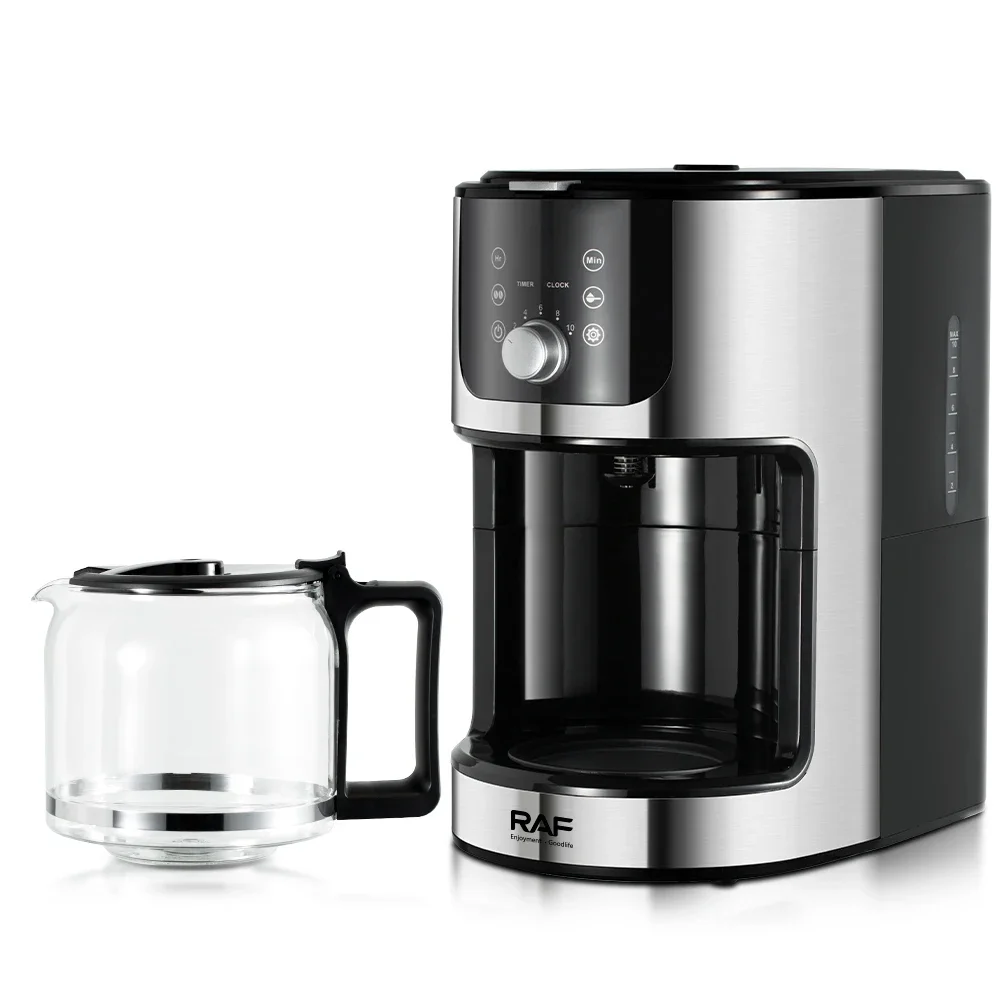 

l Electric Coffee Makers 2 Brew Styles 1.2L Water Reservoir Black Stainless Steel Drip Coffee Maker