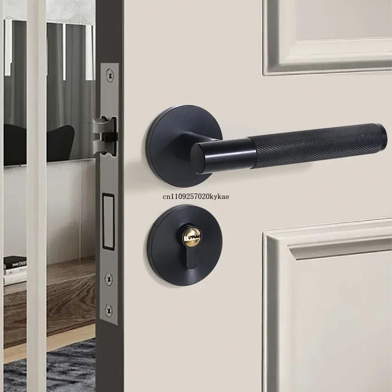 Home Door Lock Bedroom Door Handle Wooden Door Silent Large 58 Lock Body CNC Embossed Oxidized Lock