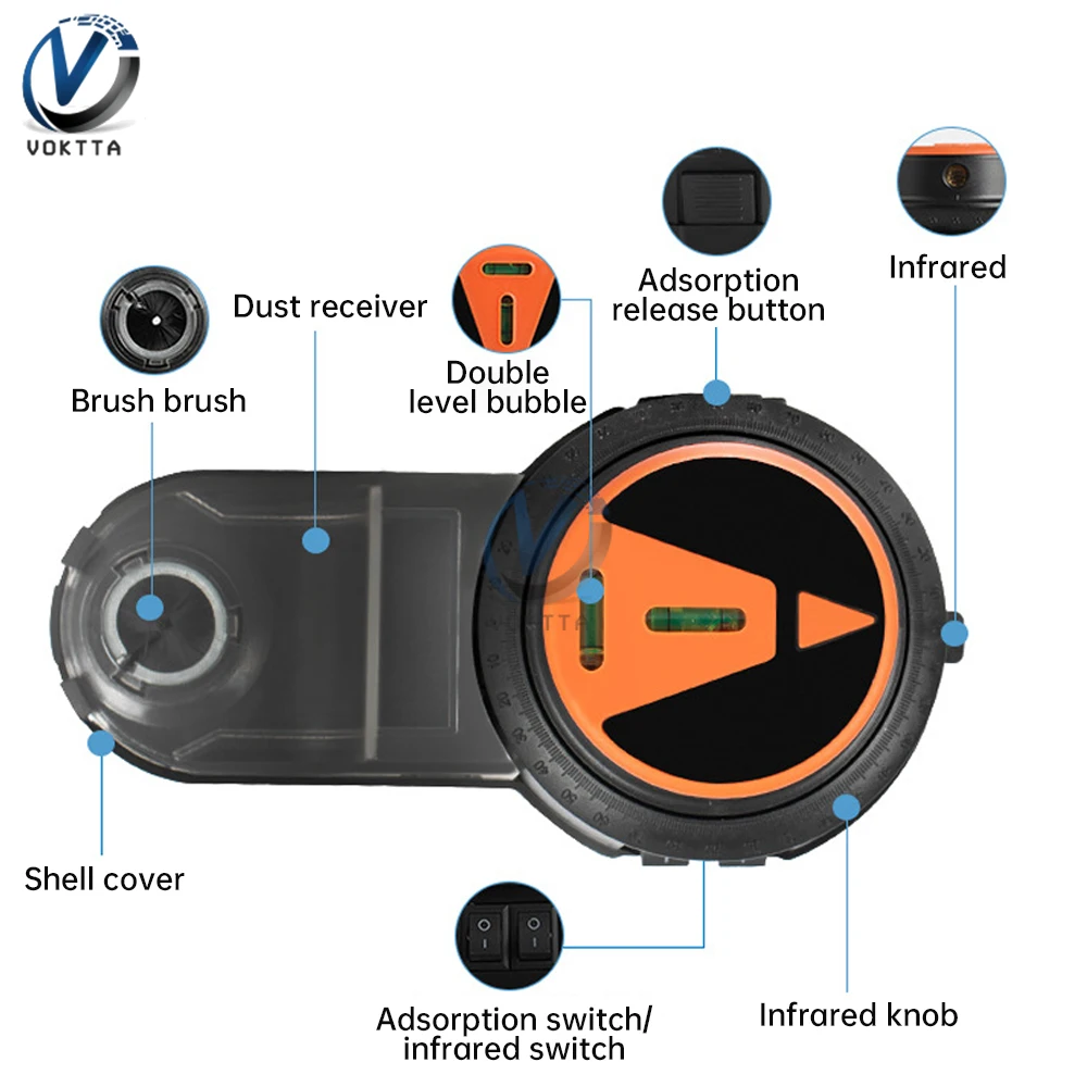Mini poziom lasera 2 w 1 360 °   Elektryczny odpylacz do wiercenia ściennego Uniwersalna przyssawka próżniowa Wiercenie liniowe Laserowe narzędzie
