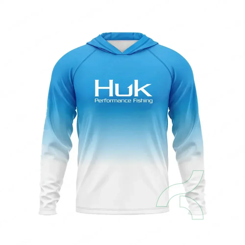 HUK-Camiseta De Pesca con capucha, Camisa De manga larga, transpirable, protección solar, secado rápido, UPF50 +