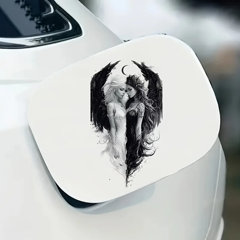 قطعة واحدة من ملصق Angelic المتباين الغامض - تصميم فني من الفينيل المقاوم للماء - دفاتر الملاحظات وأجهزة الكمبيوتر المحمولة ديكور فني غامض