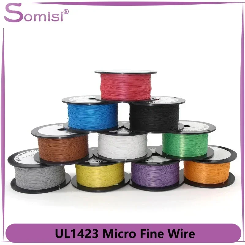 

5/10/50M UL1423 PTFE Silver Plated Copper Wire Micro Fine 38/36/34/30/28/26AWG High Temperature Electronic DIY Single Core Cable