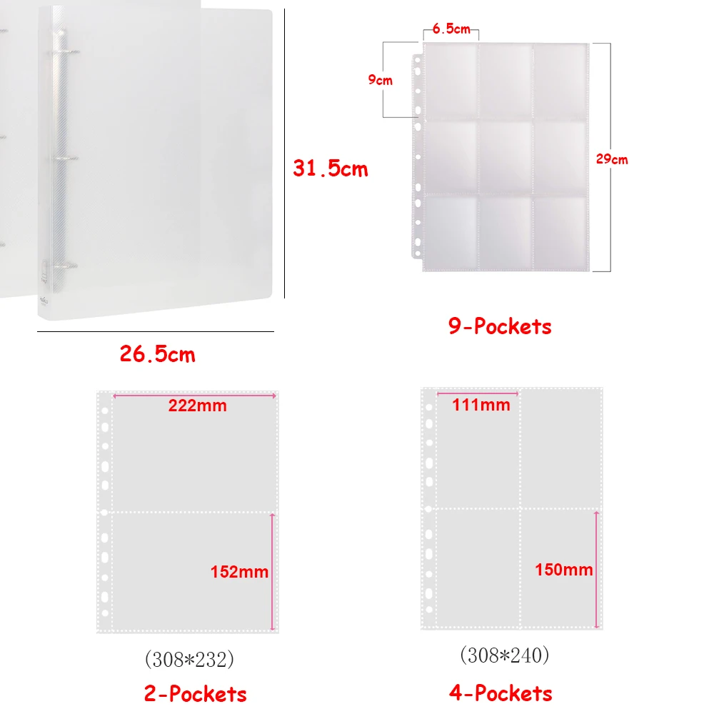 31 Pieces A4 3Ring Clear Twill Binder 11Holes Photocards Notebook Photo Album Cards Personal Diary Drawing Set Notepad Folder