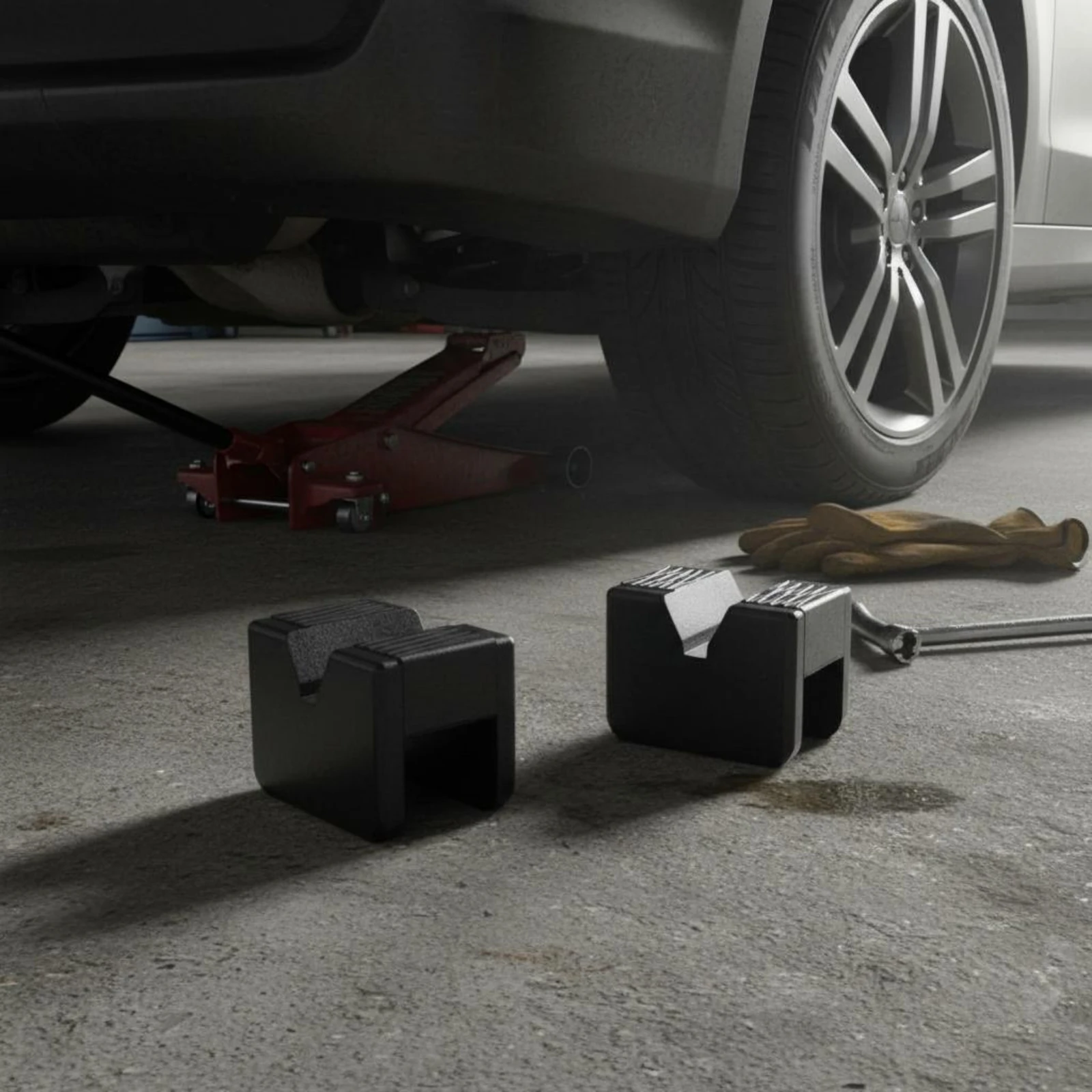 2 Pieces Slotted Vehicle-Lifting Pad Anti-Slip Vehicle-Lifting Lift Rubber Pad Auto Tool Heavy Duty Car Accessory for Garage view 6