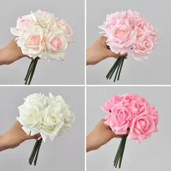 5 Head Curled Rose Bouquet with Artificial Moisture Sensation High-end Silk Flower Home Decoration Wedding Decoration