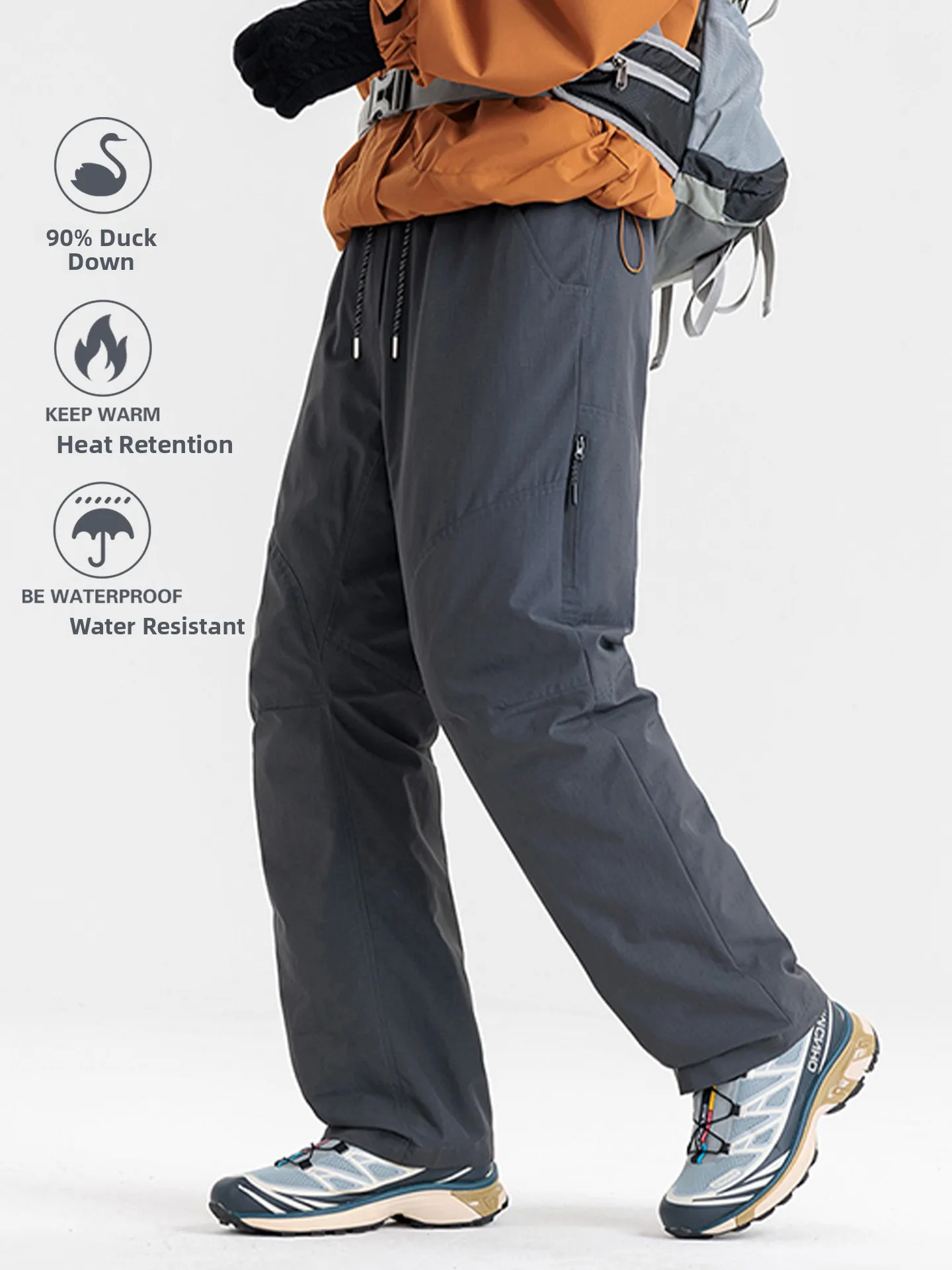 

Thiened Winter down Snowboarding Pants Men Women's Sle Windproof Waterproof Fce Lined Trousers Youth Casual Faion