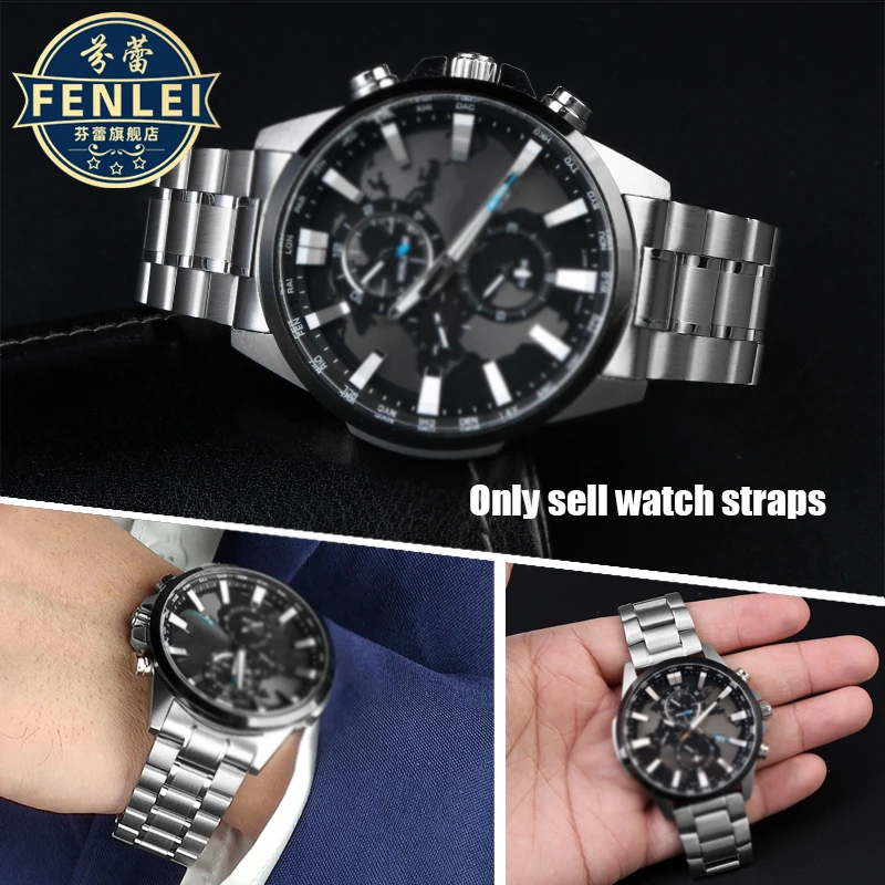 Ремешок для часов из нержавеющей стали для Casio, женский ремешок для часов ручной работы MDV 107 MDV-106/303D Φ MTP1375 Swordfish, мужской изогнутый ремешок для часов 22 мм