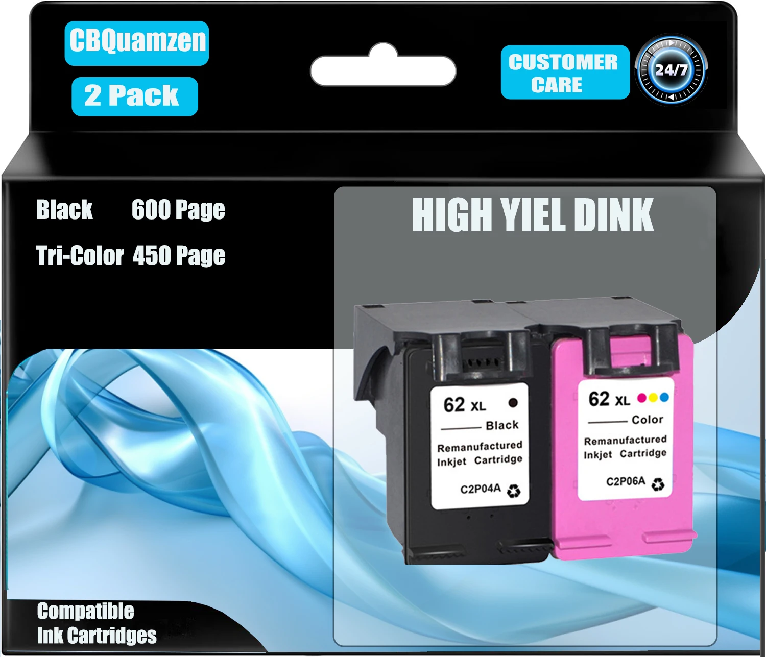 

62XL Remanufactured Ink Cartridge Ink Cartridges Replacement fo Compatible for Envy 5541 5661 5540 7643 5663 for OfficeJet 250
