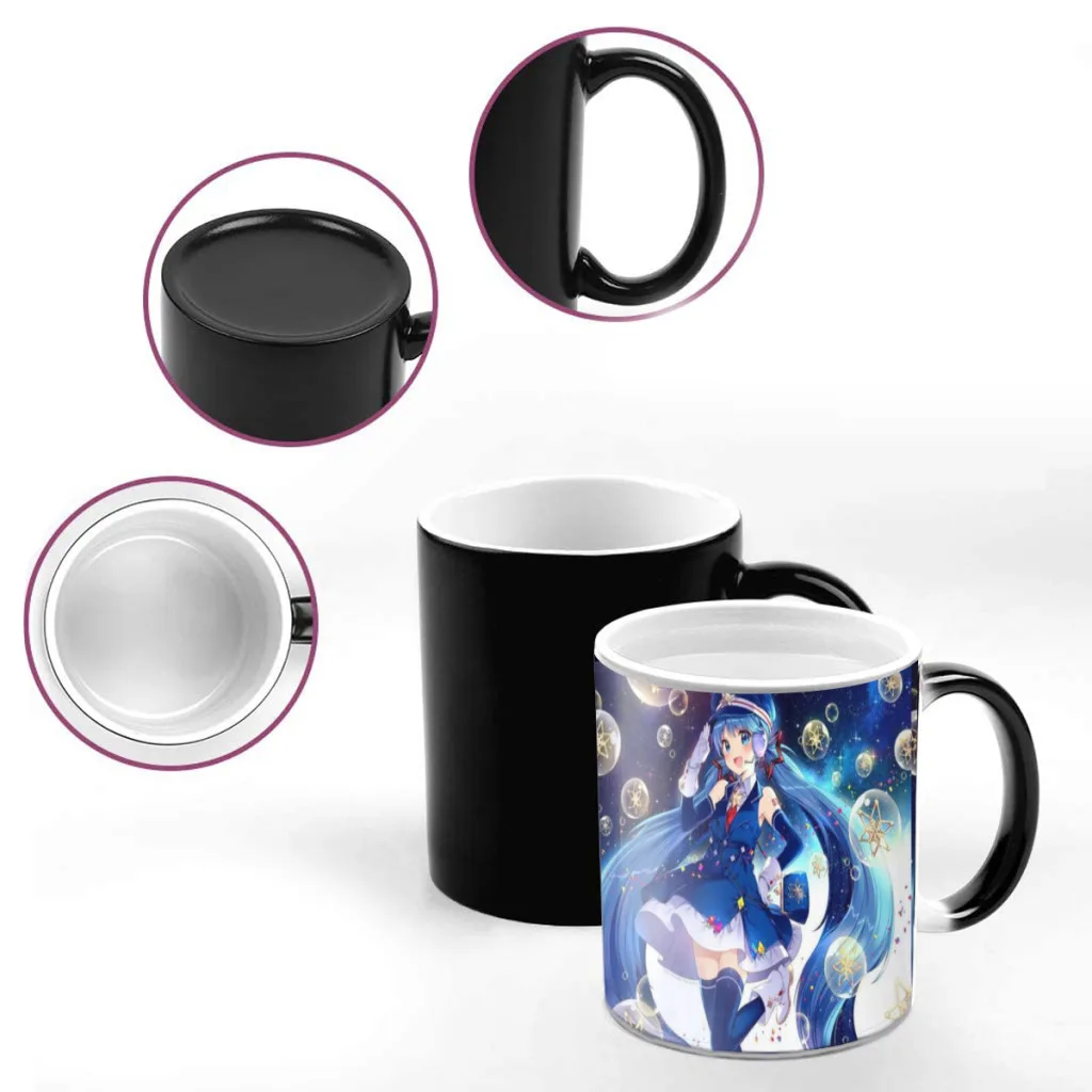 Anime Hatsunes Mikus Ceramic Magic Color Changing Cup, Heat Sensitive Mug, Hand Grip Coffee Cup, Temperature Change