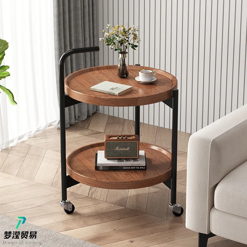 

Internet celebrity sofa edge table, movable small table, living room balcony, small round table, coffee table, household bedroom