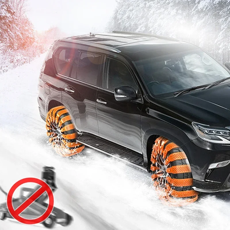 Car Snow Chain Set 10/8/4pcs Winter Anti-Slip Wheel Ties Belts Crawler-type Urethane Anti Skid Car Tyre Chains Vehicle Supplies