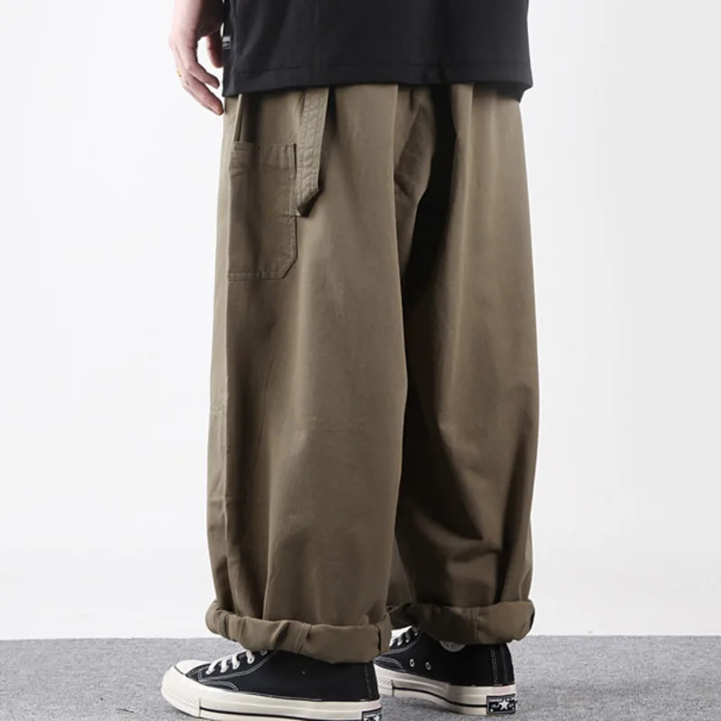 Men\'s Four Seasons New Style Cityboy Japanese Retro Work Pants Loose and Versatile Wide Leg Pants Amikhaki Casual Pants NP8056