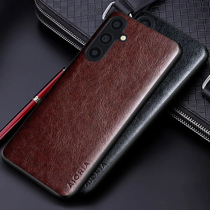 Luxury Leather Case For Samsung Galaxy A55 A35 A25 A15 5g Funda Business Solid Color Soft Tup&hard Pc Phone Cover Funda Capa