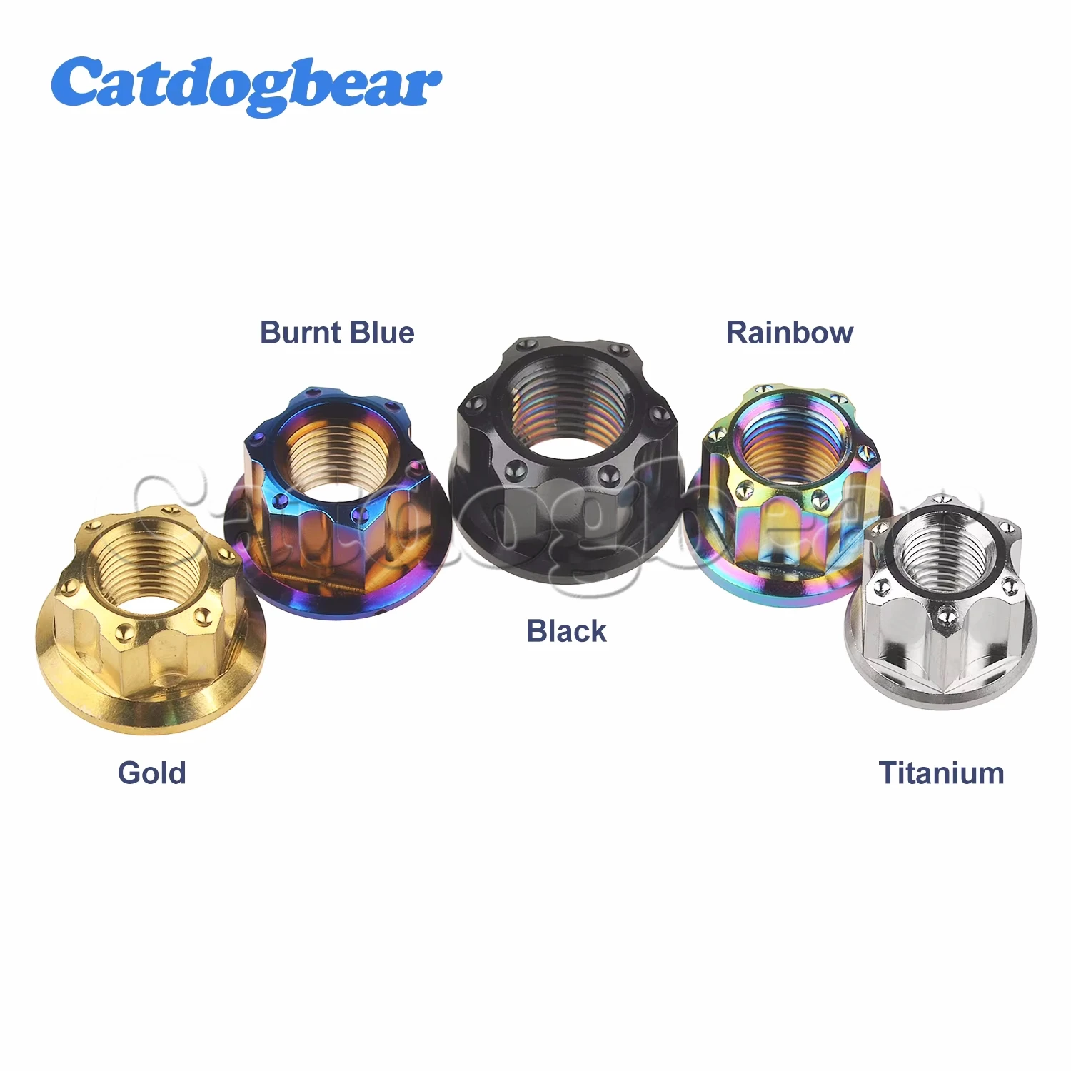 Catdogbear Titanium Nuts M6 M8 M10 M12 M14 M16 Flange Nut for Motorcycle Bicycle Fastener Rear Axle Nuts