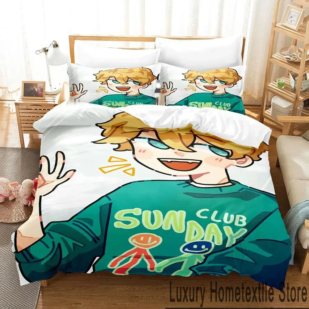 3D Print Tommyinnit Sunday Club Bedding Set Duvet Cover Bed Set Quilt Cover Pillowcase Comforter king Queen Size Boys Adult