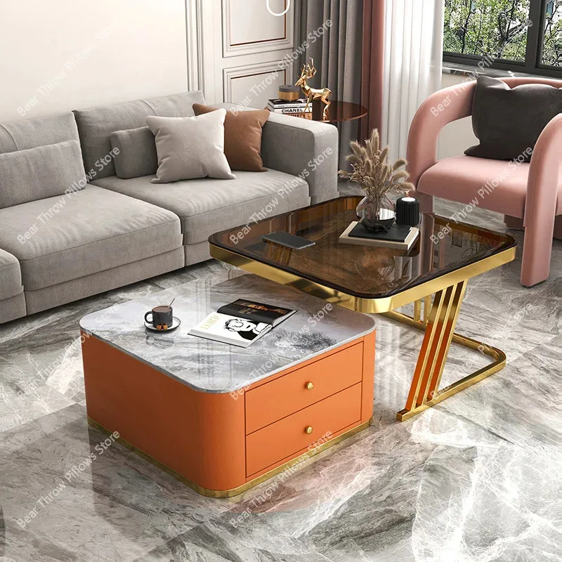 Living Room Luxury Coffee Tables Storage Design Glass Square Coffee Tables Modern Nordic Tavolino Da Salotto Home Furniture