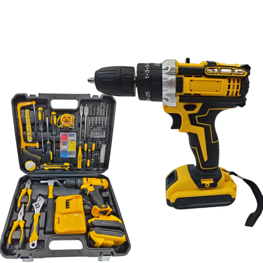 

Набор электрических дрелей с литиевой батареей, 118 шт., матовая электрическая дрель с набором ручных инструментов