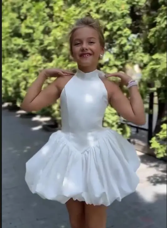 Robe de demoiselle d'honneur ivoire pour mariage, Mini Tutu pelucheux à fleurs 3D, bretelles Spaghetti, robe de princesse de concours, robe de soirée personnalisée pour enfants