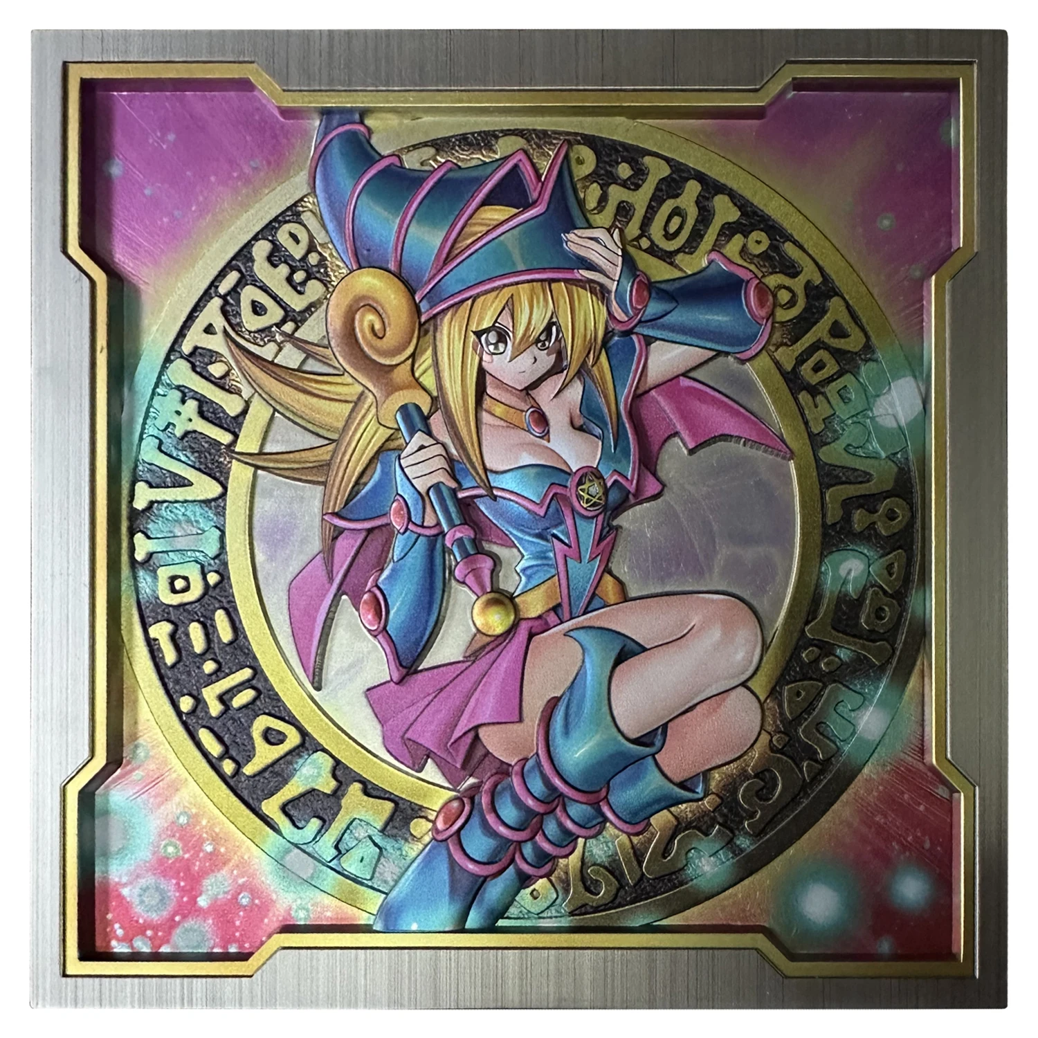 

130*130mm Diy Self Made Yu-Gi-Oh! Relief Metal Card Dark Magician Girl Game Anime Collection Card Gift Toys