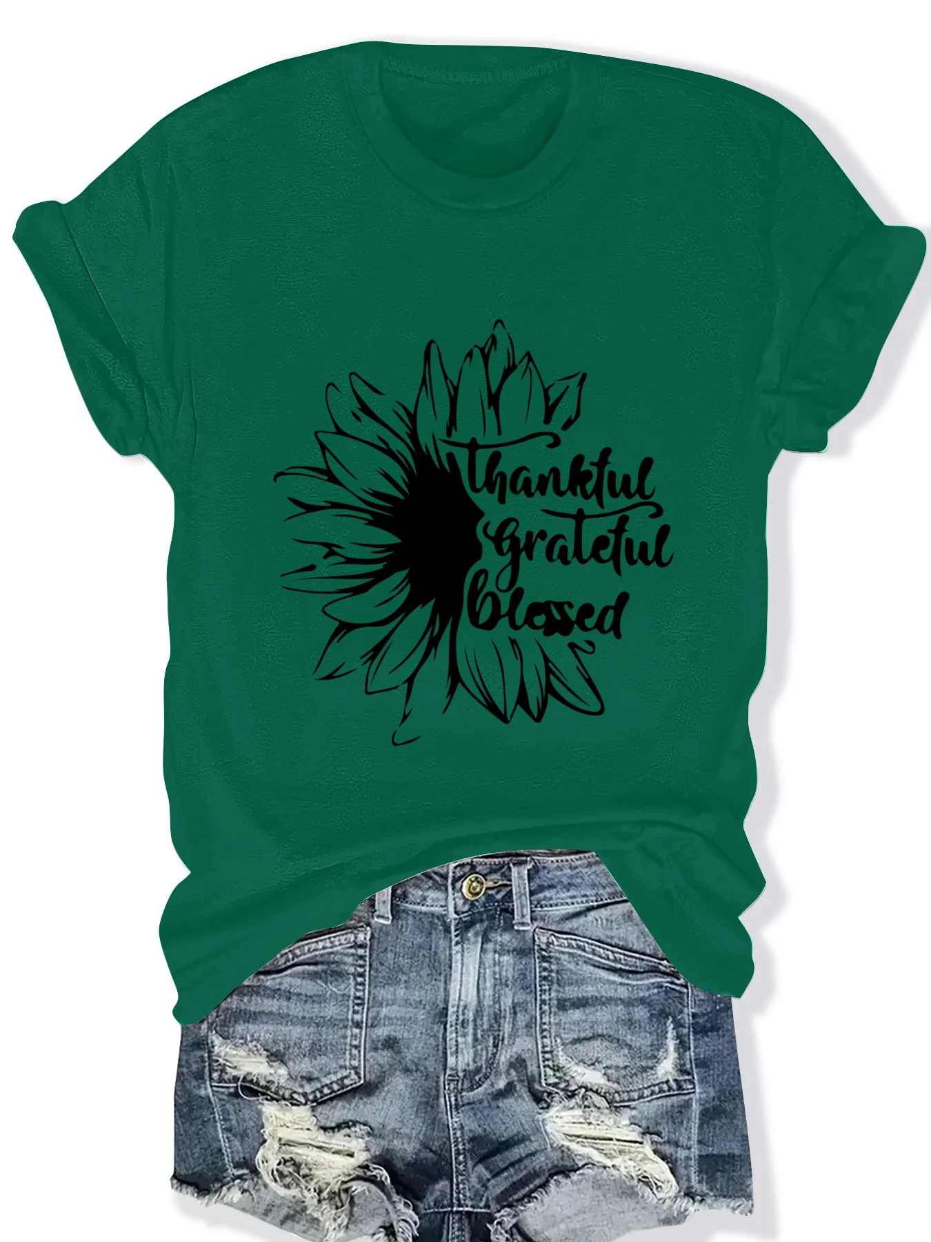 

Модный женский топ с круглым вырезом и короткими рукавами с принтом в виде букв и цветов.