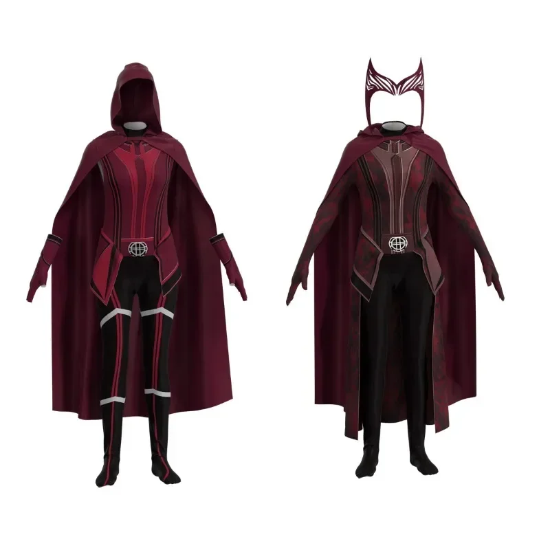 Disfraz de Wanda Maximoff para mujer, tocado de bruja escarlata, capa y pantalones, conjunto completo, accesorios de Halloween