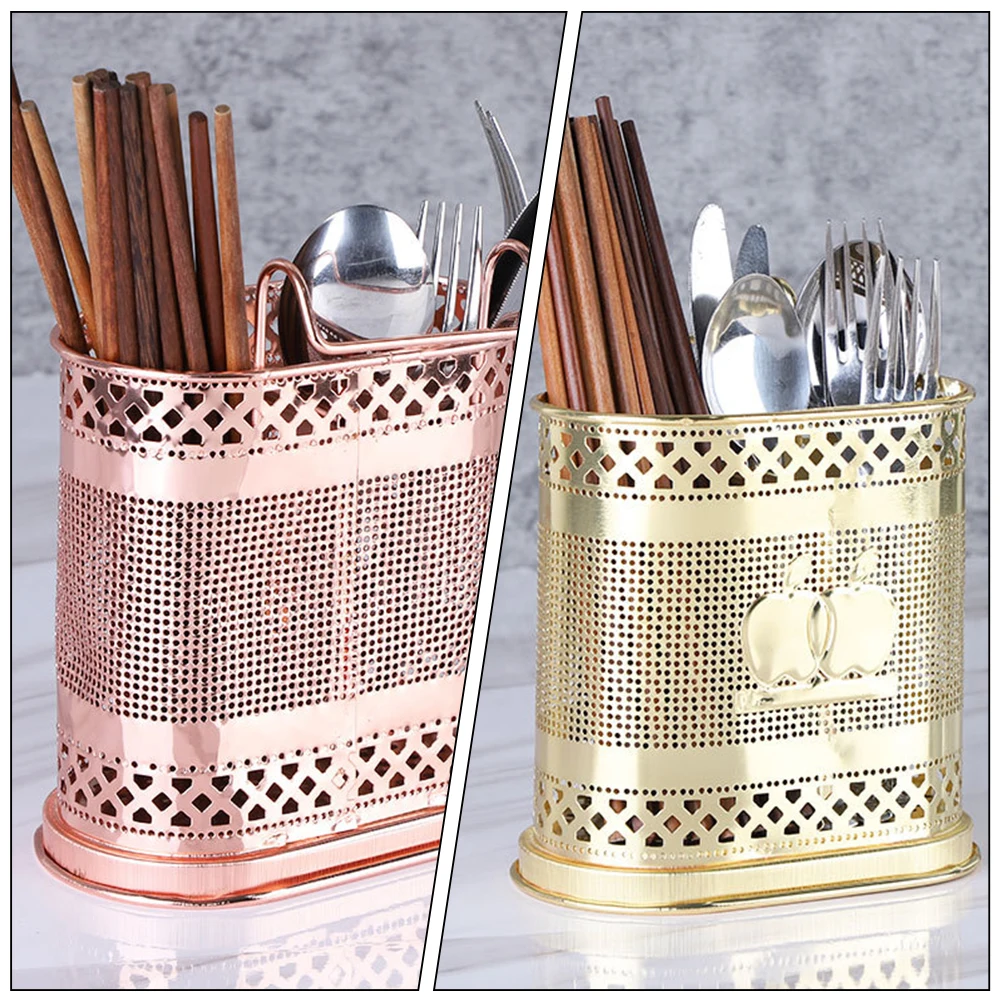 

Stainless Steel Hanging Cutlery Holder Kitchen Utensil Rack Drainage Holes Space Saving Chopstick Fork Spoon Storage Basket