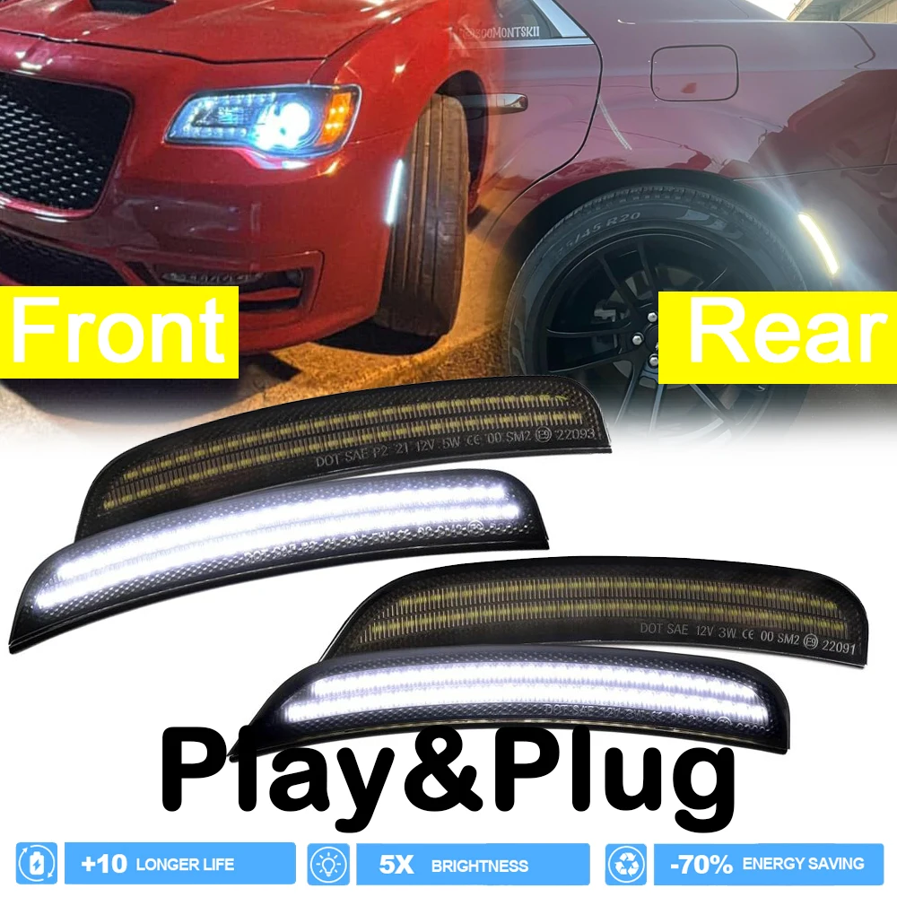 

4Pcs For Chrysler 300 2015-2023 White LED Front Rear Fender Light Turn Signal Lamp OEM#68214403AD Car Styling