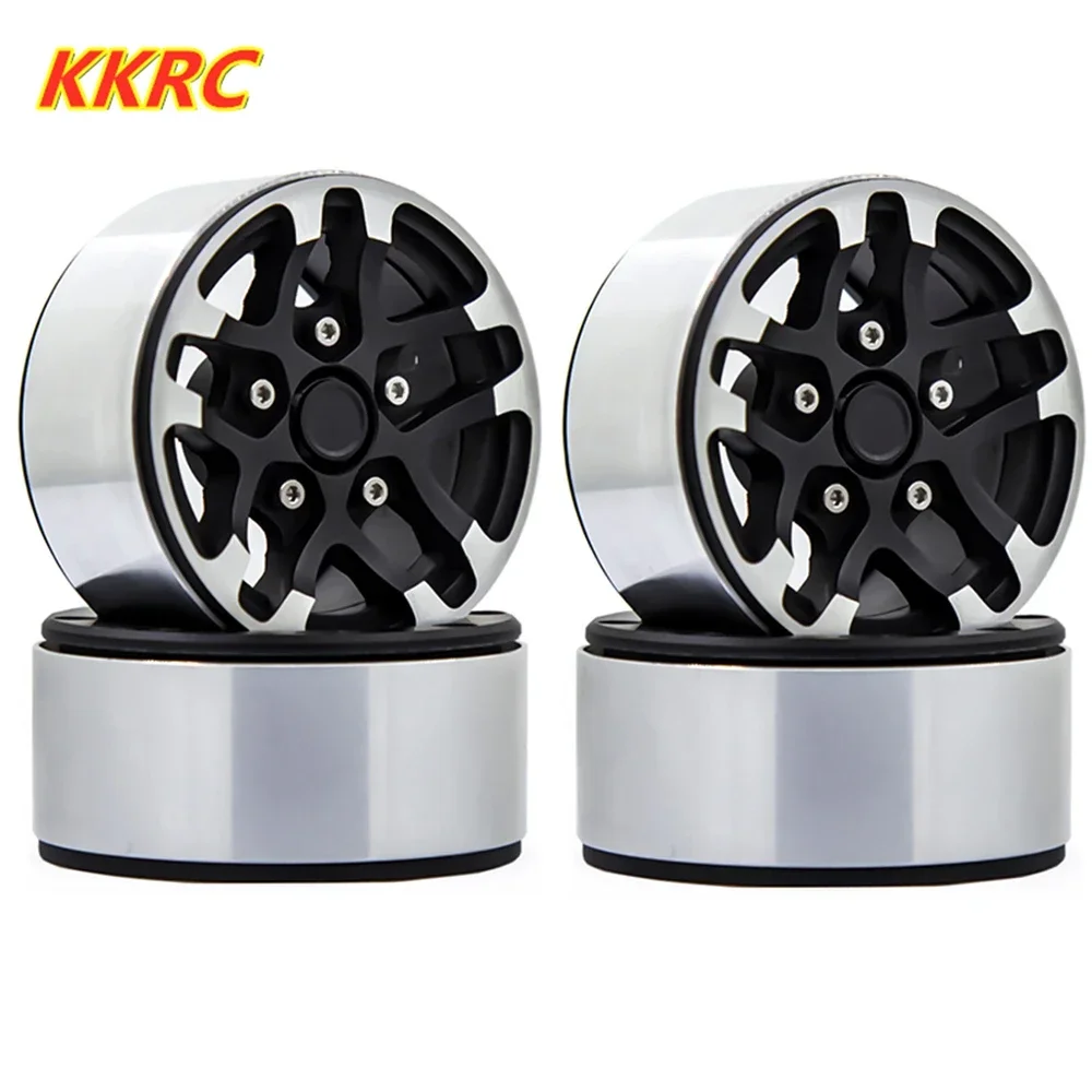 

007RC 4pcs 1.9 Inch Metal Beadlock Wheel Rim Wheel Hub for 1/10 RC Crawler Axial SCX10 II 90046 TRX-4 Tamiya