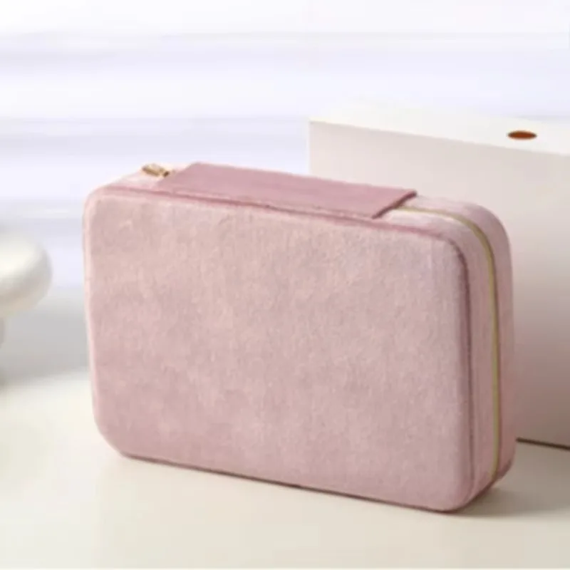 Velvet Jewelry Storage Box Travel Necklace Organizer Case Portable Earrings Collection Boxes with Mirror Ring Organizers Cases