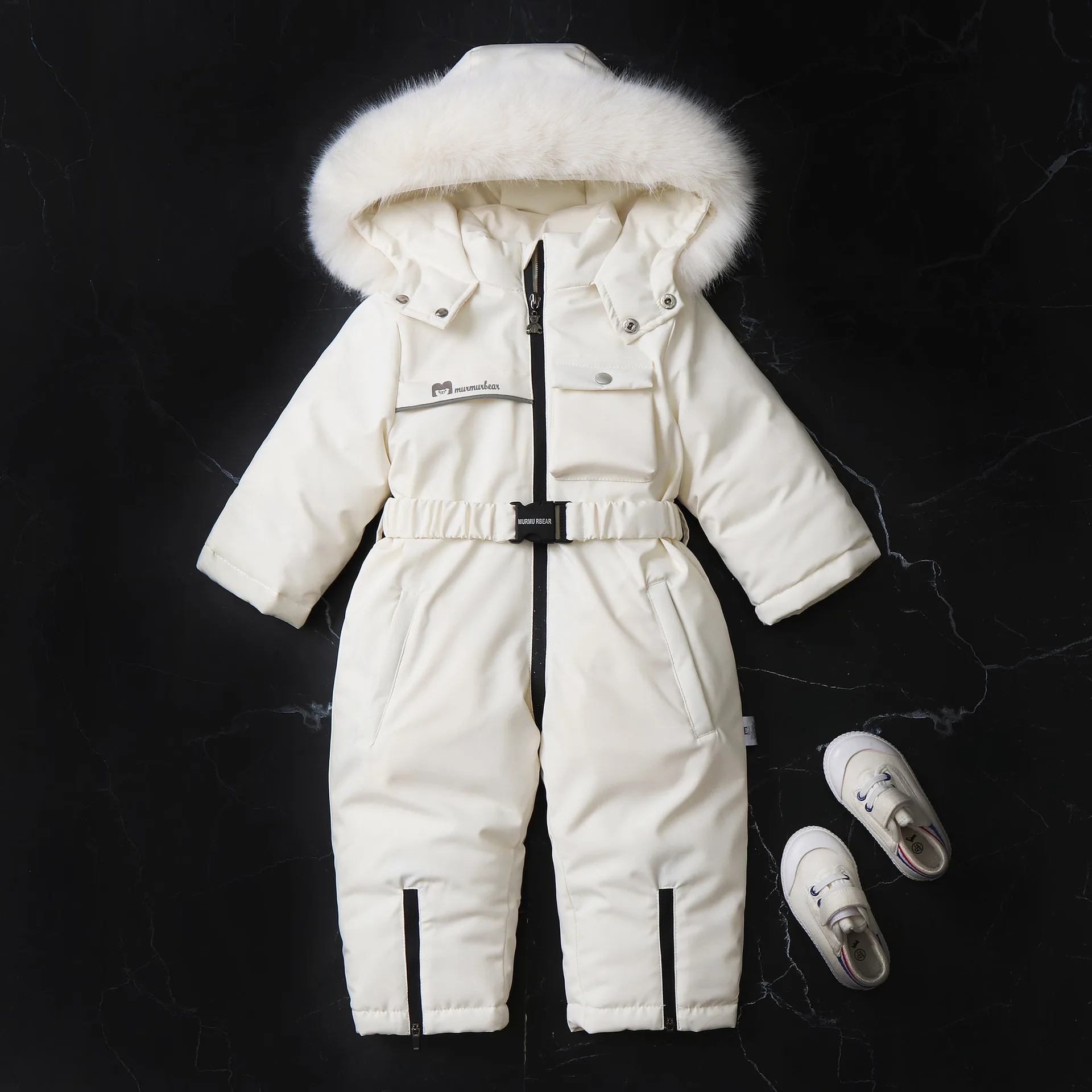 

Winter Children's Ski Suit Windbreaks Thick Baby Boys And Girls Jumpsuit Kids Hooded One-Piece Snowsuit Keep Warm Outdoor Coat