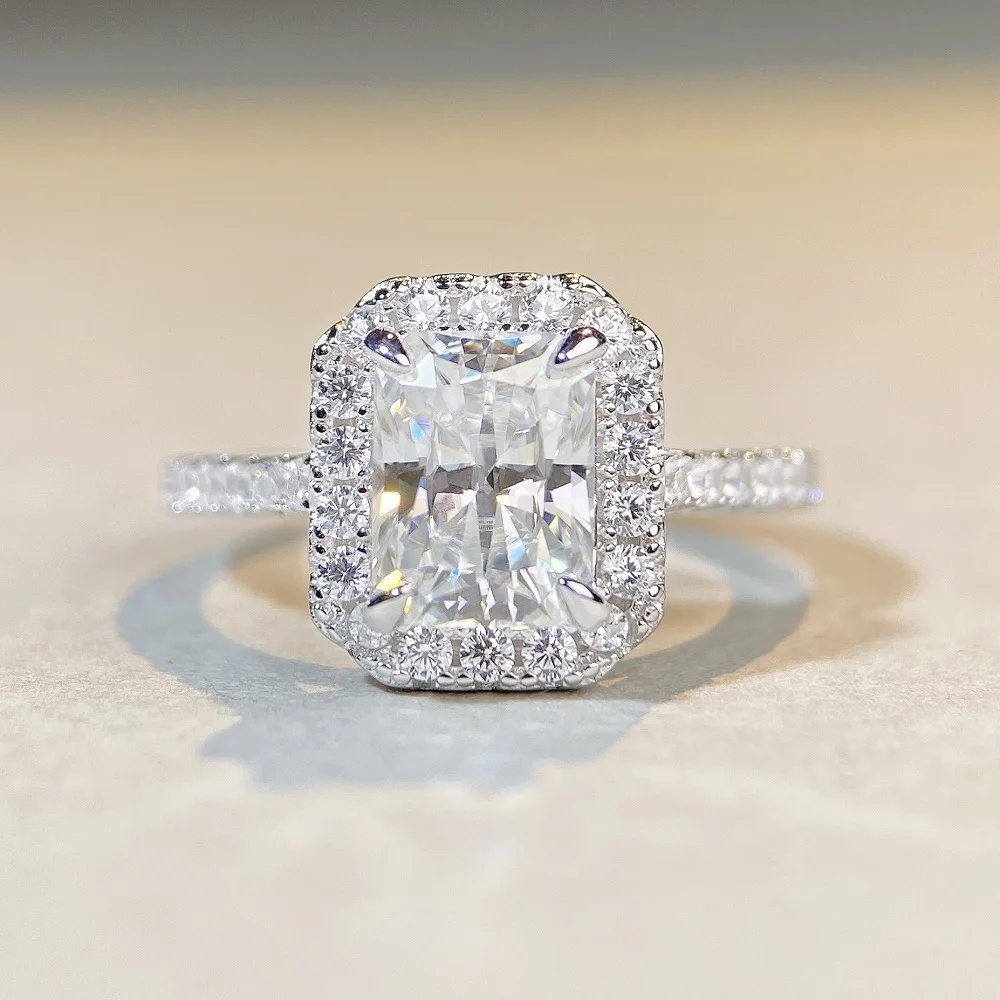 PT950 Platinum Morganite Ring - Radiant Cut - D Color Morganite Inverted Diamond Engagement Ring Full Diamond Ring