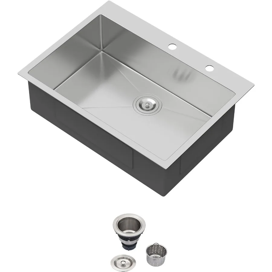 

Кухонная мойка 30 Drop In — раковина из нержавеющей стали 30x22 дюйма с верхним креплением, материал 16 калибрами и глубиной 9 дюймов, одна чаша выше C