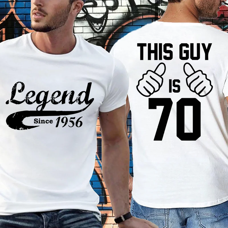 Men's Legend since 1956 Summer Printed T-shirt Casual O-neck Short Sleeve 70-Year-Old Guy Top Comfortable Tee TE02
