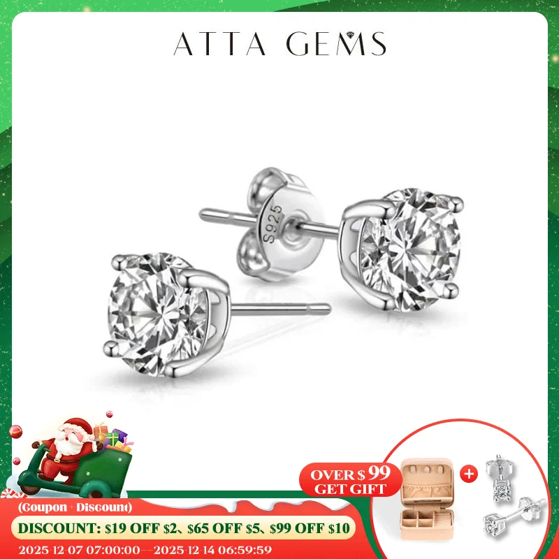attagems-女性用モアッサナイトイヤリング925スターリングシルバーイヤリングクラシックなウェディングジュエリー高品質1カラット65mm