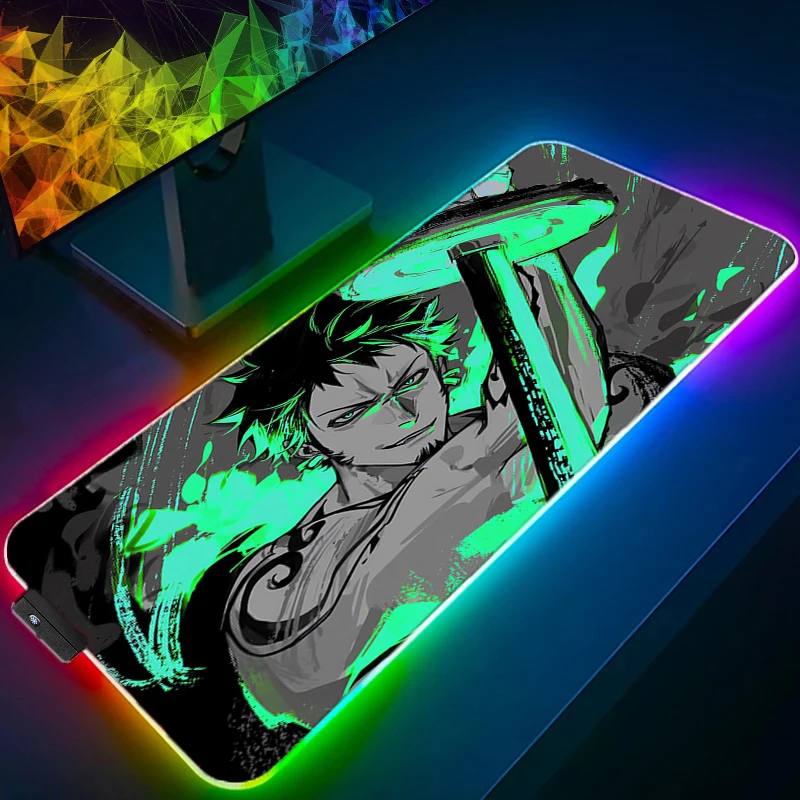 

LED RGB Mouse Pad Laptop Keyboard Pad Non-Slip Anime Tablet Pad PC Accessories Mousepad One Piece Trafalgar Law Gaming Desk Mat