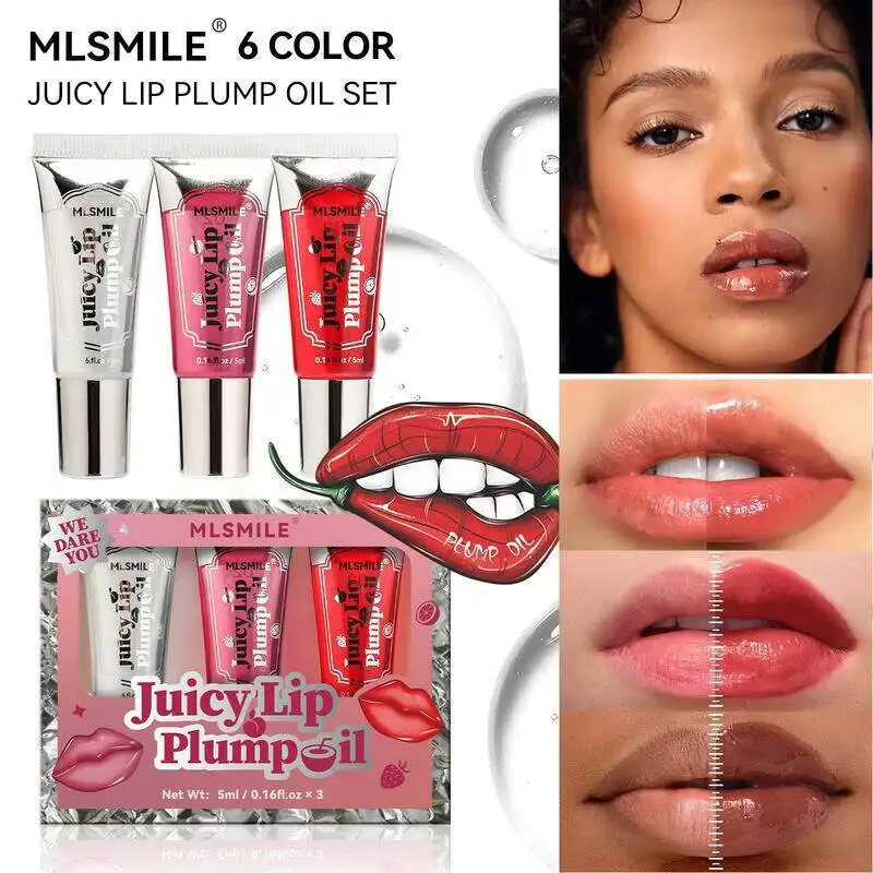 

MLSMILE Roll-On Set Transparent Moisturizing Gloss Plump Lips Big Mouth Lip Oil 2025 New