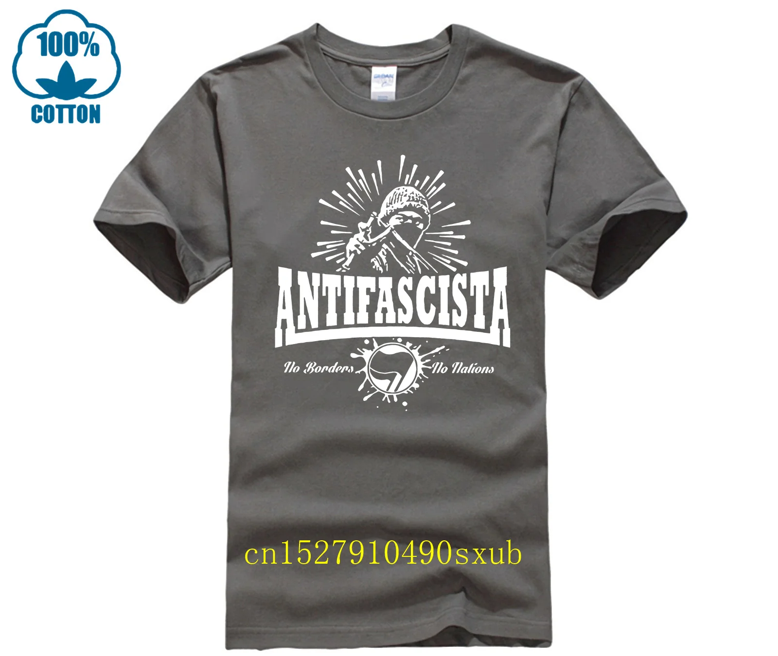 Men\'s Cool Short-Sleeve T-Shirt Antifascista! No borders, no nations