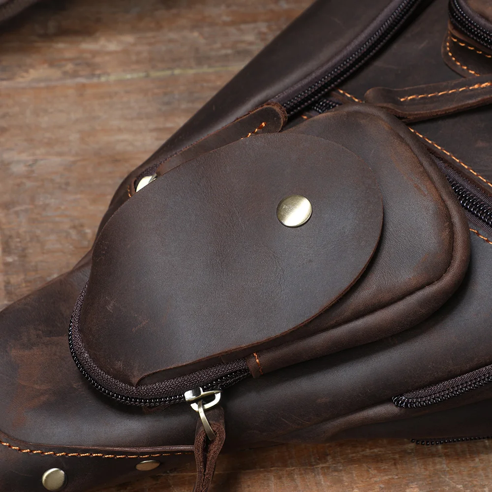 S.WORKER Echtleder Herren-Umhängetasche | Retro Crazy Horse Leder Tagesrucksack Umhängetaschen für Männer – Detail 17