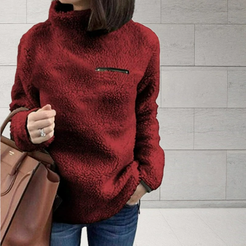 Winter Super Soft and Comfortable Solid Color Turtleneck Pullover Women\'s Sweater Fashion Zipper Sexy Top Ladies Hipster Clothes