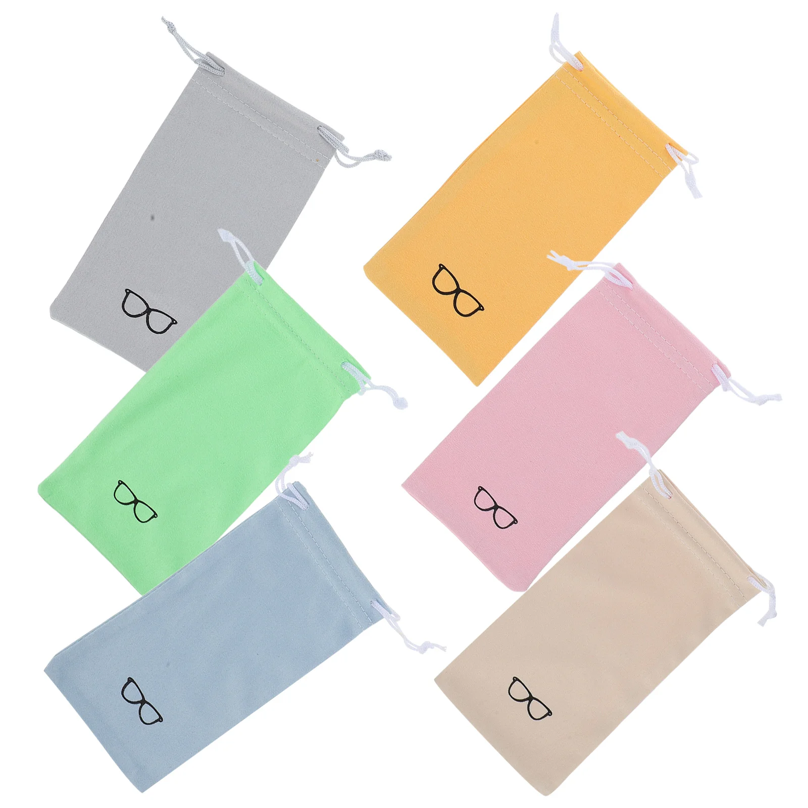 

6pcs Glasses Cloth Storage Bag Microfiber Sunglass Eyeglass Goggle Drawstring Pouch Small Protective Dustproof Portable