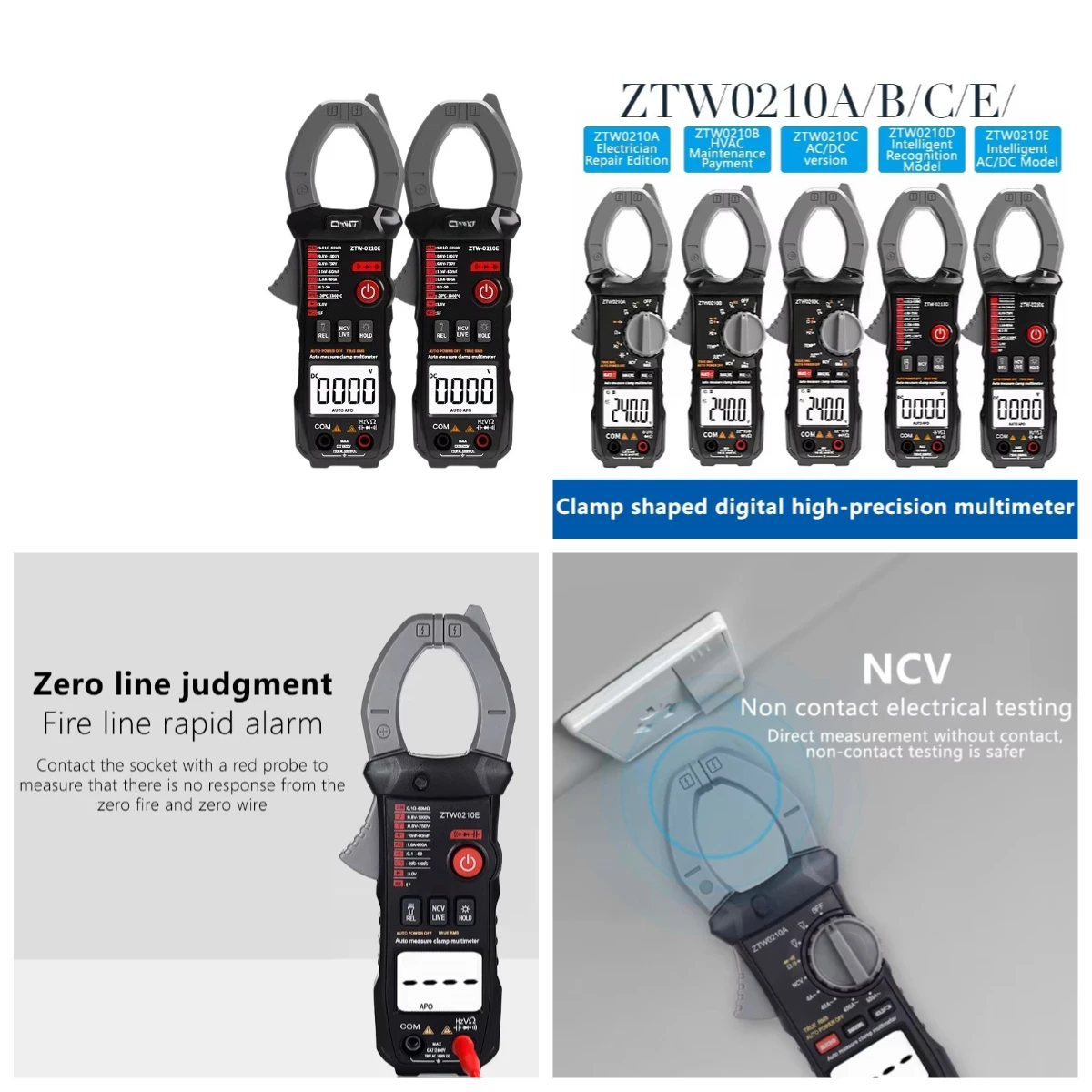 

ZTW0210A/B/C/D/E Intelligent Digital Clamp Meter High Precision Fully Automatic AC/DC Current Voltage Multimeter