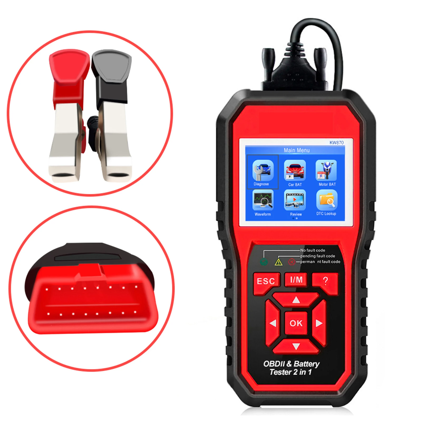 

Автосканер OBDII (KW870) для диагностики автомобилей и тестирования аккумуляторов 2-в-1